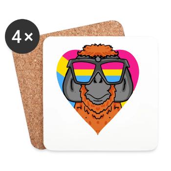 Pansexuell Affe Herz Geschenk - Untersetzer (4er-Set) - Weiß - Vorne
