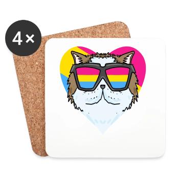 Pansexuel Chat Persan Cat Coeur Cadeau - Dessous de verre (lot de 4) - blanc - Devant