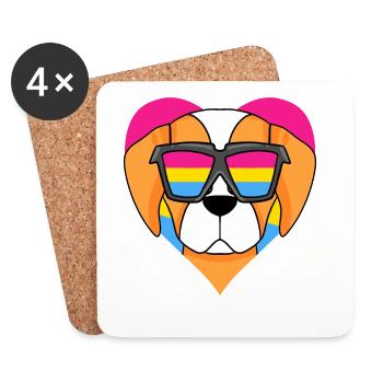 Pansexual Dog Epagneul Breton Heart Gift - Dessous de verre (lot de 4) - blanc - Devant