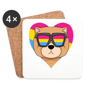 Pansexual Dog Chow Chow Heart Gift - Coasters (set of 4) - white - Front