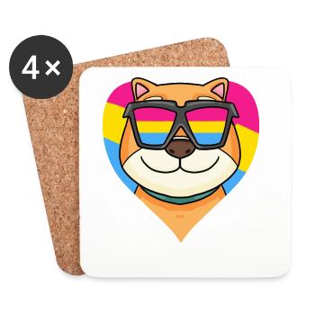 Pansexuel Chien Shiba Inu Cadeau de cœur - Dessous de verre (lot de 4) - blanc - Devant