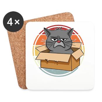 Cat in a box - Coasters (set of 4) - white - Front