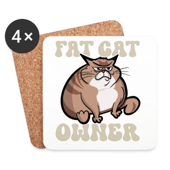 Fette Katze Besitzer - Untersetzer (4er-Set) - Weiß - Vorne
