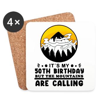 50th birthday mountains mountain summit - 50 years old - Coasters (set of 4) - white - Front