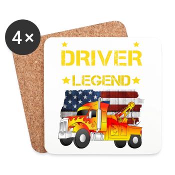 Abschleppwagen Fahrer Legende - Untersetzer (4er-Set) - Weiß - Vorne