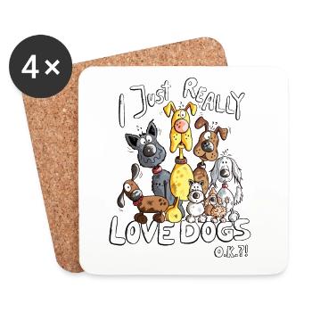 Hunde Hundehaufen Hund I Just Really Love Dogs - Untersetzer (4er-Set) - Weiß - Vorne