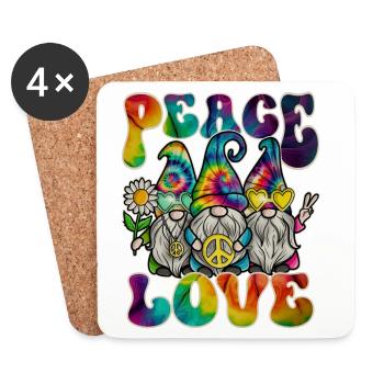 Hippie Gnomes Peace Tie Dye - Coasters (set of 4) - white - Front