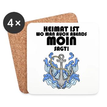 Nordsee Plattdeutsch Spruch Moin - Untersetzer (4er-Set) - Weiß - Vorne