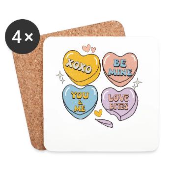 Candy Hearts Retro Valentine's Day - Coasters (set of 4) - white - Front
