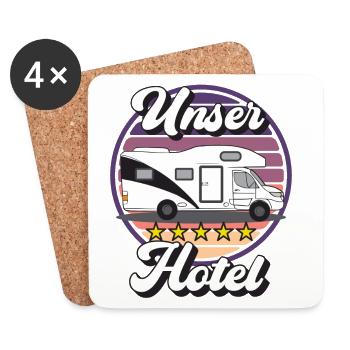 Campingplatzimpressionen: Wohnmobil Design - Untersetzer (4er-Set) - Weiß - Vorne