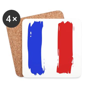 Drapeau France Tricolore - Dessous de verre (lot de 4) - blanc - Devant