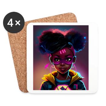 Futuristic heroine with neon power - Coasters (set of 4) - white - Front