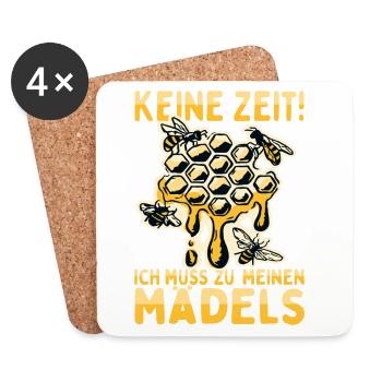 Bienen Keine Zeit Ich Muss Zu Meinen Mädels Imker - Untersetzer (4er-Set) - Weiß - Vorne