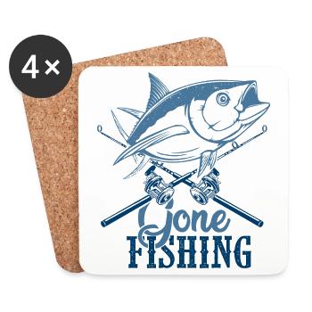 pêché gone fiching cadeau pêcheur en haut de mer - Dessous de verre (lot de 4) - blanc - Devant