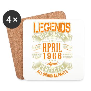 1966 April Geburtstag Legende - Untersetzer (4er-Set) - Weiß - Vorne