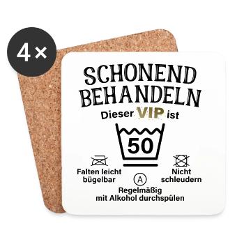 50. Geburtstag Schonend Behandeln 50 VIP ist 50 - Untersetzer (4er-Set) - Weiß - Vorne