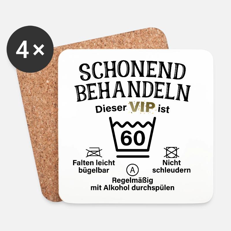 60. Geburtstag Schonend Behandeln 60 VIP Ist 60 - Untersetzer (4er-Set) - Weiß