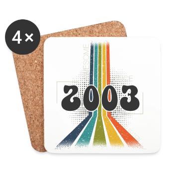 2003 Vintage Anniversaire Groovy Vintage Rétro - Dessous de verre (lot de 4) - blanc - Devant