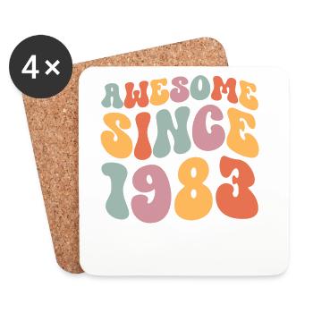 1983 Vintage Anniversaire Groovy Vintage Rétro - Dessous de verre (lot de 4) - blanc - Devant