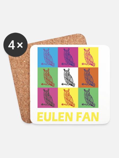 Eulen Fan Design - Untersetzer (4er-Set) - Weiß