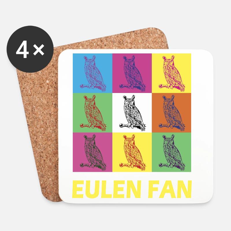 Eulen Fan Design - Untersetzer (4er-Set) - Weiß
