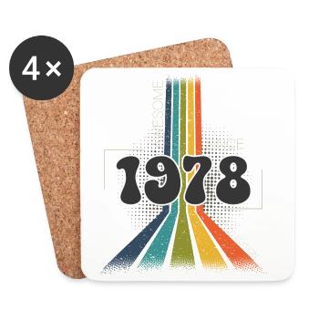 1978 Anniversaire de naissance Groovy Vintage Retro - Dessous de verre (lot de 4) - blanc - Devant