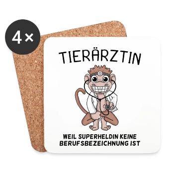 Tierarzt Geschenk mit Spruch - Untersetzer (4er-Set) - Weiß - Vorne
