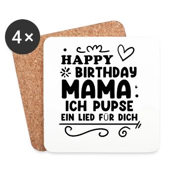 Happy Birthday Mama als Baby Body - Untersetzer (4er-Set) - Weiß - Vorne