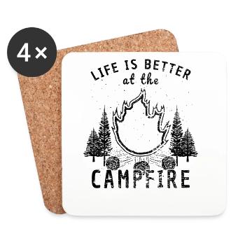 La vie est meilleure au feu de camp - Dessous de verre (lot de 4) - blanc - Devant