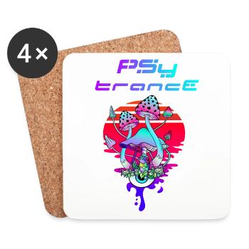 Psytrance Psychedelic Pilz Sunset - Untersetzer (4er-Set) - Weiß - Vorne