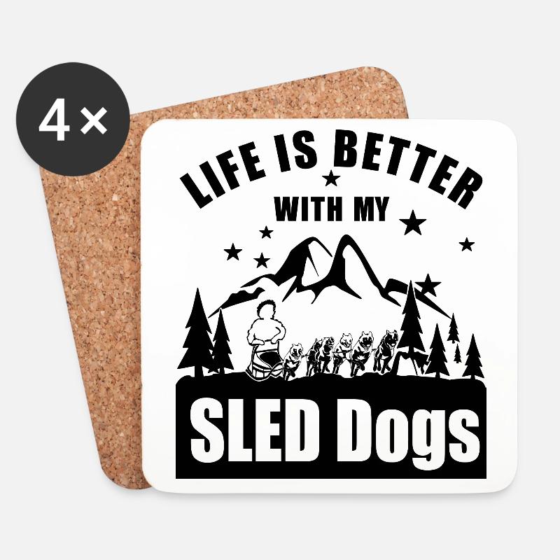 Schlittenhunde Musher - Untersetzer (4er-Set) - Weiß