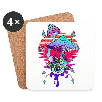 Psychedelic Magic Mushrooms Vaporwave - Coasters (set of 4) - white - Front