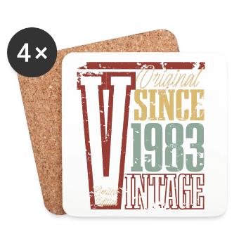 1983 Anniversaire Année de naissance Année de construction Vintage Rétro - Dessous de verre (lot de 4) - blanc - Devant