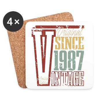 1987 Geburtstag Geburtsjahr Baujahr Vintage Retro - Untersetzer (4er-Set) - Weiß - Vorne