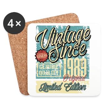 1989 Anniversaire vintage vintage rétro legend - Dessous de verre (lot de 4) - blanc - Devant
