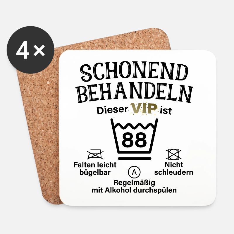 88. Geburtstag Schonend Behandeln 88 VIP ist 88 - Untersetzer (4er-Set) - Weiß