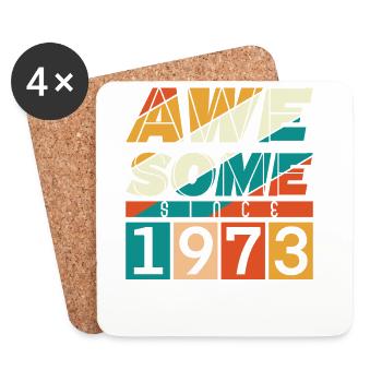 1973 Né Anniversaire Année de naissance millésime - Dessous de verre (lot de 4) - blanc - Devant