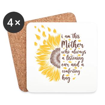 I Am This Mother Motivational Sunflower Geschenk - Untersetzer (4er-Set) - Weiß - Vorne