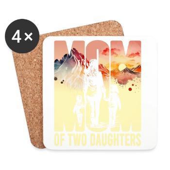 Mère avec deux filles Fête des mères Montagnes Maman Enfant - Dessous de verre (lot de 4) - blanc - Devant