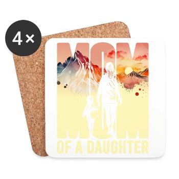 Mère avec une fille Fête des mères Montagnes Maman Enfant - Dessous de verre (lot de 4) - blanc - Devant