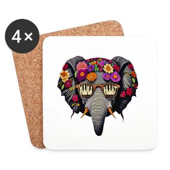 Mamafant Sonnenbrille Mama Elefant Muttertag Blume - Untersetzer (4er-Set) - Weiß - Vorne