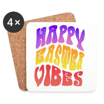 Happy Easter Vibes Frohes Osterfest - Untersetzer (4er-Set) - Weiß - Vorne