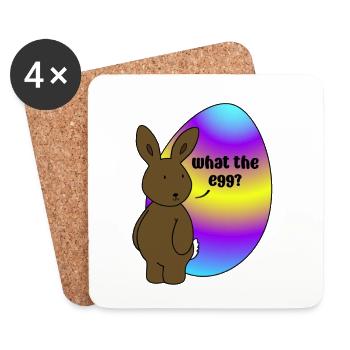 Happy Easter - Easter Bunny with Easter Egg - Coasters (set of 4) - white - Front