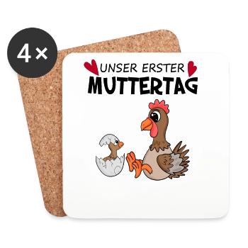 Muttertag - erster Muttertag Geschenk - Untersetzer (4er-Set) - Weiß - Vorne