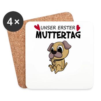 Muttertag - erster Muttertag Geschenk - Untersetzer (4er-Set) - Weiß - Vorne