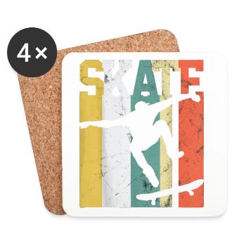 Skate Skateboarder Cadeau Skateboard Rétro - Dessous de verre (lot de 4) - blanc - Devant