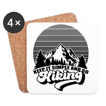 Keep It Simple And Go Hiking Mountains And Nature - Coasters (set of 4) - white - Front