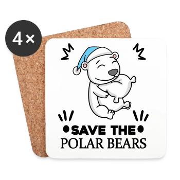 Eisbär Polarbär Bär Sprüche Klimawandel Klima - Untersetzer (4er-Set) - Weiß - Vorne