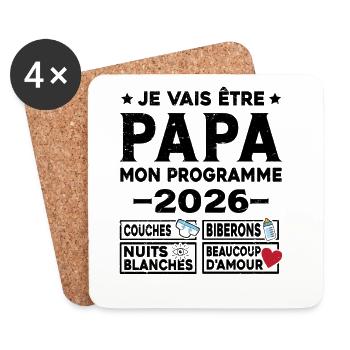 Je vais être papa mon programme en 2026 - Dessous de verre (lot de 4) - blanc - Devant