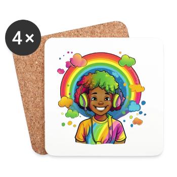 Bunte Rainbow-Comic-Illustration - Untersetzer (4er-Set) - Weiß - Vorne